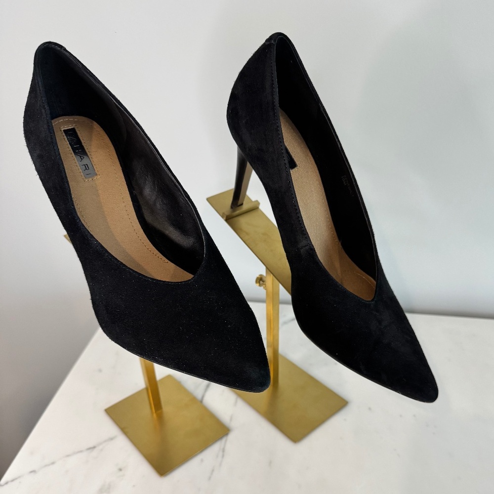 Tahari Black Suede High Heels, Sz 10. Professional, Business, Dress pumps
